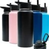 Thermosfles - Onyx Black - 1 Liter - Extra Dop Met Rietje & Drinktuit - Thermosflessen - Isoleerfles - BPA Vrij - Lekvrij - Thermoskan - Isoleerbeker - Thermosbeker -Premium Waterflessenwinkel 1060x1200