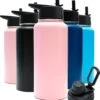 Thermosfles - Pastel Pink - 1 Liter - Extra Dop Met Rietje & Drinktuit - Thermosflessen - Isoleerfles - BPA Vrij - Lekvrij - Thermosfles 1 Liter - Isoleerfles 1 Liter - Thermoskan - Isoleerbeker - Thermosbeker -Premium Waterflessenwinkel 1063x1200