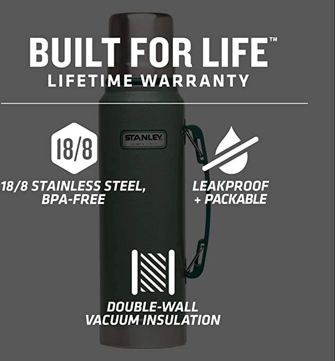 Stanley The Legendary Classic Bottle 0,75L - Thermosfles - Matte Black 17 Stanley The Legendary Classic Bottle 0,75L - Thermosfles - Matte Black - Afbeelding 15