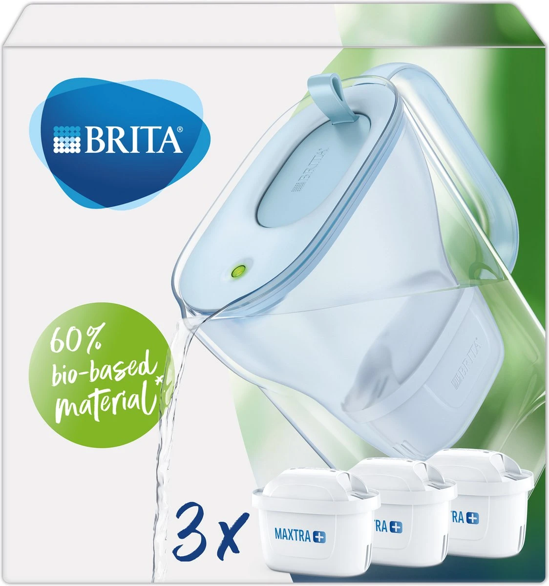 BRITA Waterfilterbundel Style Eco Cool Powder Blue + 3 MAXTRA+ Filterpatronen 3 BRITA Waterfilterbundel Style Eco Cool Powder Blue + 3 MAXTRA+ Filterpatronen
