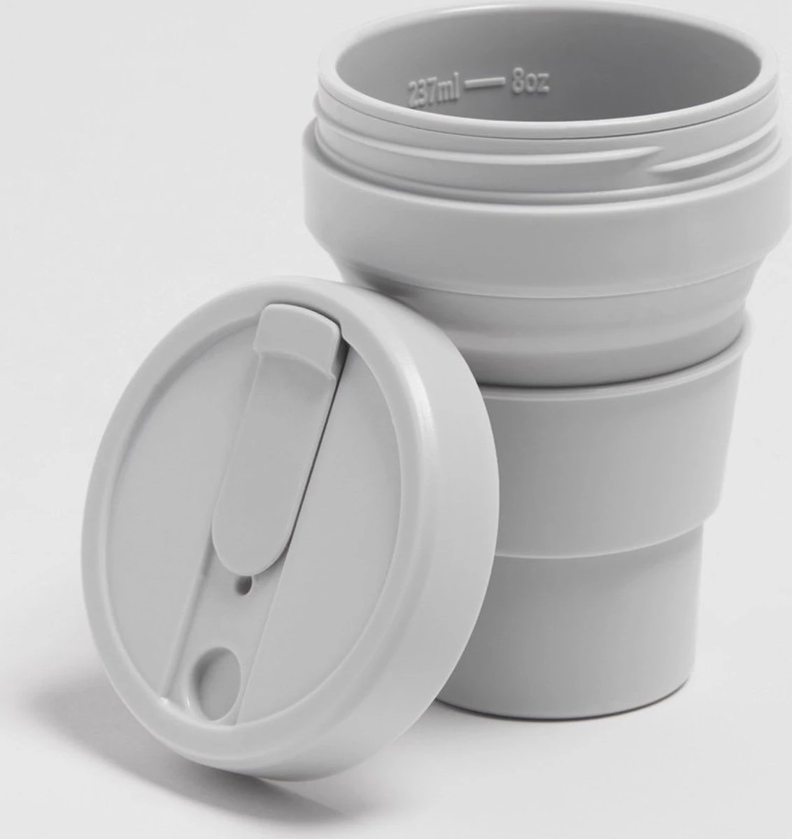 STOJO - Opvouwbare Beker - To Go - Grijs - 237ml - Herbruikbaar 10 STOJO - Opvouwbare Beker - To Go - Grijs - 237ml - Herbruikbaar - Afbeelding 8