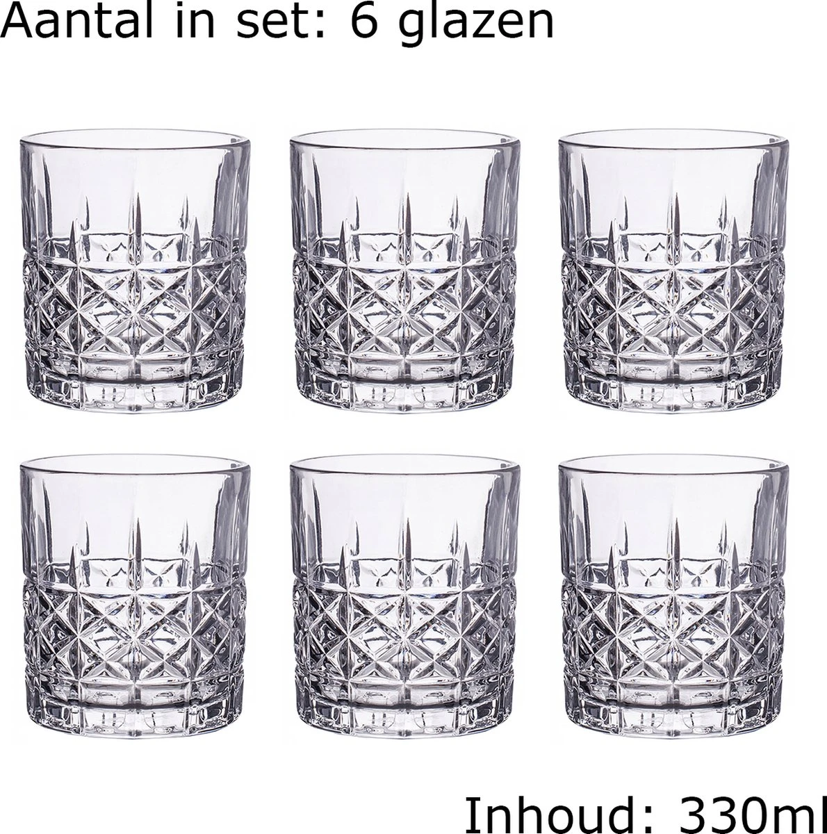 Luxe Drinkglazen - Whiskey Glazen - Cocktail Glazen - Cocktailglazen - Waterglazen - 330ML - 6 Stuks 6 Luxe Drinkglazen - Whiskey Glazen - Cocktail Glazen - Cocktailglazen - Waterglazen - 330ML - 6 Stuks - Afbeelding 4