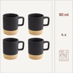 Orange85 Espresso Kopjes - Zwart - Set Van 4 - Met Bamboe Onderzetter - Met Oor - Koffiekopjes 12 Orange85 Espresso Kopjes - Zwart - Set Van 4 - Met Bamboe Onderzetter - Met Oor - Koffiekopjes -Premium Waterflessenwinkel 1191x1200 3