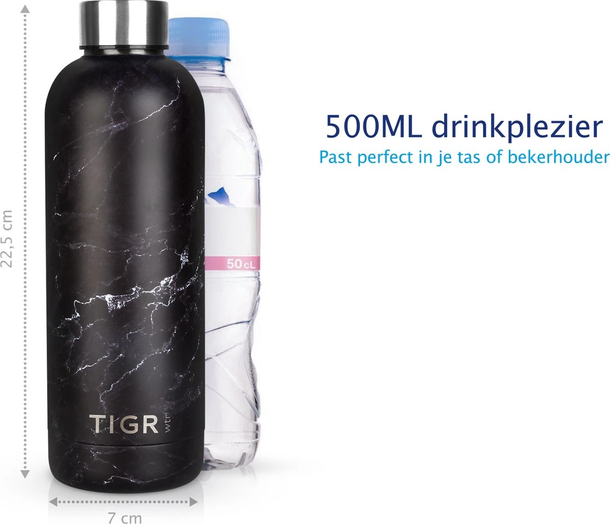 TIGR The Combo - Voordeelset Minimalist Thermosfles En Cup Warmhoudbeker - 500ml - Zwart Marmer 7 TIGR The Combo - Voordeelset Minimalist Thermosfles En Cup Warmhoudbeker - 500ml - Zwart Marmer - Afbeelding 5