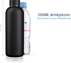 TIGR Minimalist - Drinkfles - Thermosfles - RVS - 500ml - Zwart - Black Edition -Premium Waterflessenwinkel 1200x1069