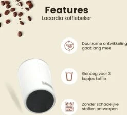 LaCardia Koffiebeker To Go Premium Wit – Thermosbeker – Theebeker – 380ML – Herbruikbaar -Premium Waterflessenwinkel 1200x1088 4