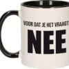 Voordat Je Het Vraagt NEE Collega Koffiemok / Theebeker - 300 Ml - Wit Met Zwart - Het Antwoord Is Nee / Kantoorhumor - Grappige Cadeau Mok / Beker -Premium Waterflessenwinkel 1200x1094 1