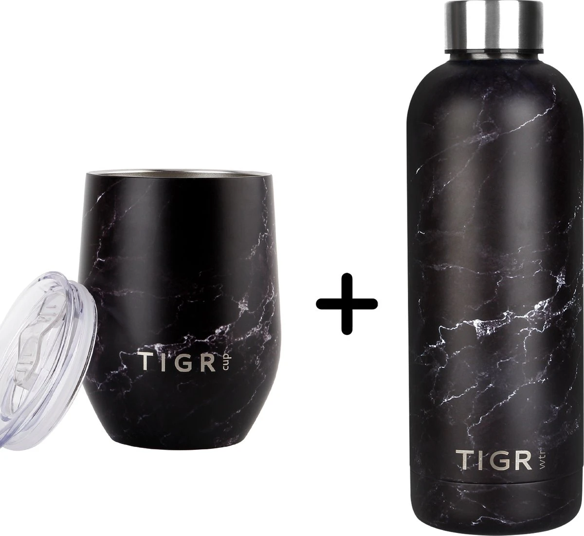 TIGR The Combo - Voordeelset Minimalist Thermosfles En Cup Warmhoudbeker - 500ml - Zwart Marmer 3 TIGR The Combo - Voordeelset Minimalist Thermosfles En Cup Warmhoudbeker - 500ml - Zwart Marmer