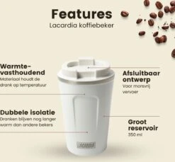 LaCardia Koffiebeker To Go Premium Wit – Thermosbeker – Theebeker – 380ML – Herbruikbaar -Premium Waterflessenwinkel 1200x1114 4