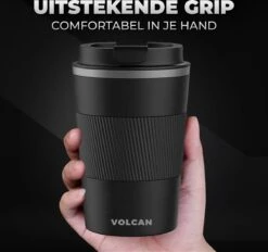 Volcan RVS Koffiebeker To Go Met Sleeve - Thermosbeker - Theebeker - Coffee - Zwart -Premium Waterflessenwinkel 1200x1125 3