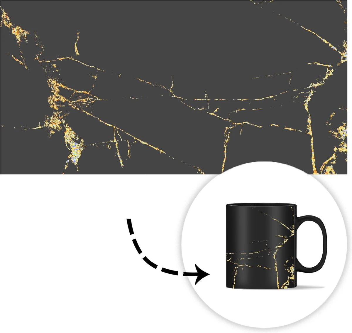 Magische Mok - Foto Op Warmte Mokken - Koffiemok - Marmer - Zwart - Goud - Luxe - Magic Mok - Beker - 350 ML - Theemok 7 Magische Mok - Foto Op Warmte Mokken - Koffiemok - Marmer - Zwart - Goud - Luxe - Magic Mok - Beker - 350 ML - Theemok - Afbeelding 5