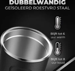 Volcan RVS Koffiebeker To Go Met Sleeve - Thermosbeker - Theebeker - Coffee - Zwart -Premium Waterflessenwinkel 1200x1139 3