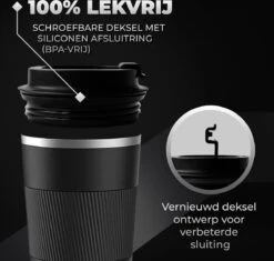 Volcan RVS Koffiebeker To Go Met Sleeve - Thermosbeker - Theebeker - Coffee - Zwart -Premium Waterflessenwinkel 1200x1142 2