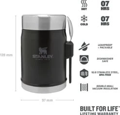 Stanley The Legendary Food Jar + Spork 0,4L - Thermosfles - Matt Black -Premium Waterflessenwinkel 1200x1151 1