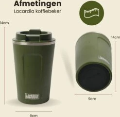 LaCardia Koffiebeker To Go Premium Groen – Thermosbeker – Theebeker – 380ML – Herbruikbaar -Premium Waterflessenwinkel 1200x1171 1