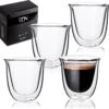 Dubbelwandige ESPRESSO Glazen Van Borosilicaat - Warme En Koude Dranken Kopjes - 70 ML - Set Van 4 -Premium Waterflessenwinkel 1200x1172 1
