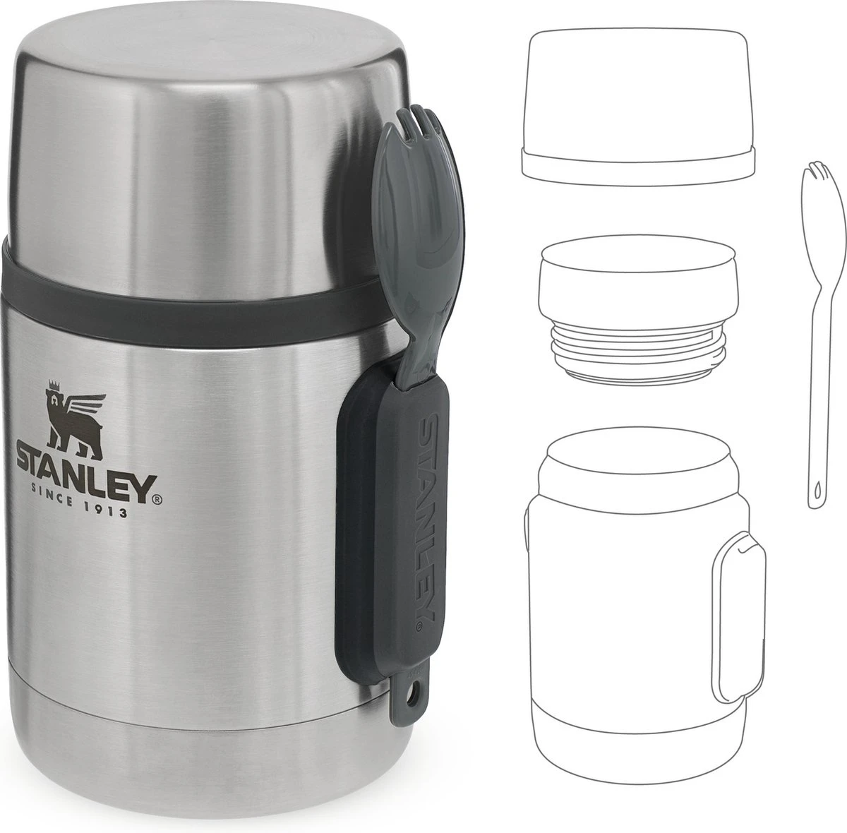 Stanley The Stainless Steel All-in-One Food Jar 0,53L - Thermosfles - Stainless Steel 6 Stanley The Stainless Steel All-in-One Food Jar 0,53L - Thermosfles - Stainless Steel - Afbeelding 4