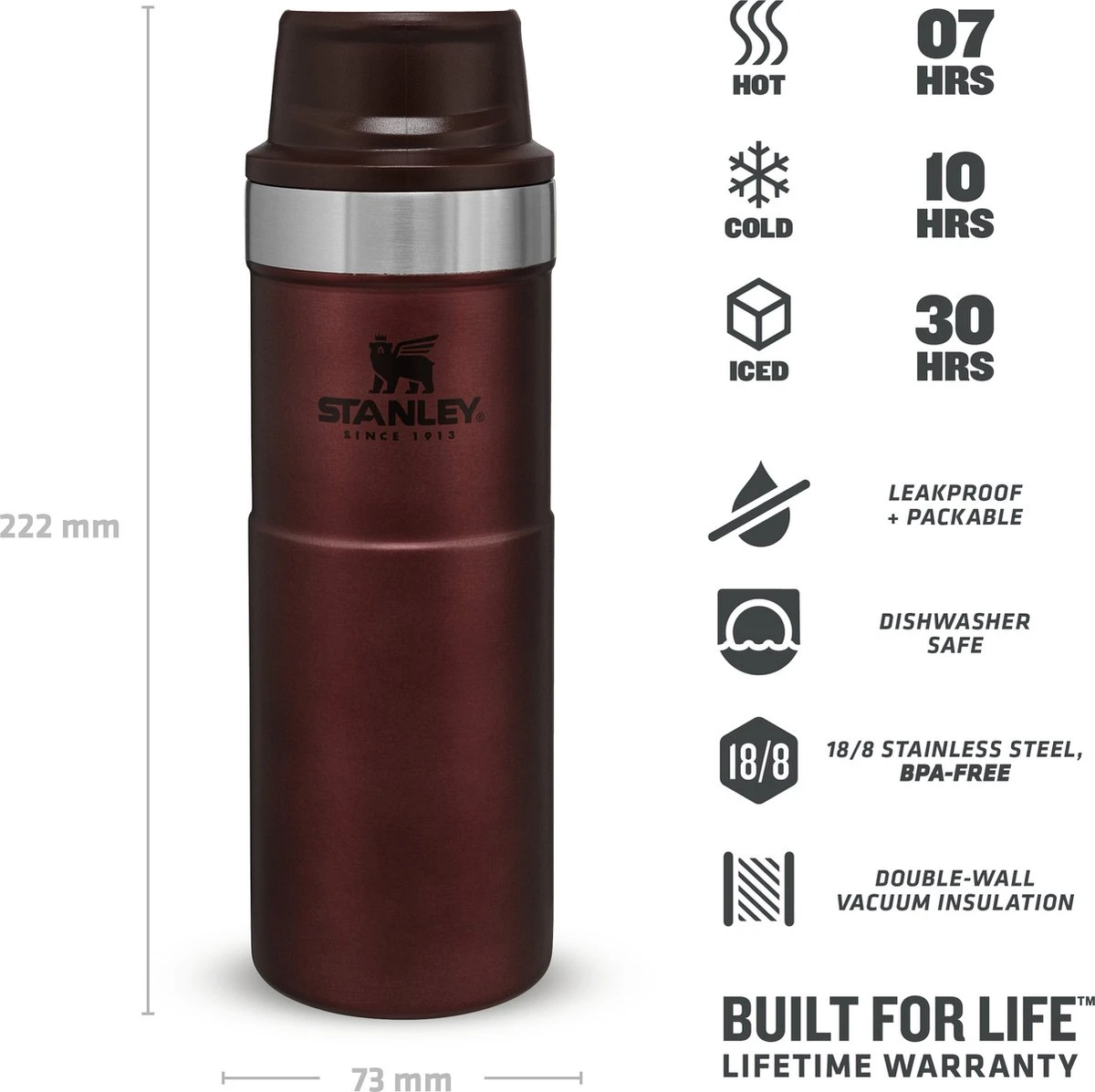 Stanley Trigger-Action Travel Mug 0.47L - Thermosfles - Wine 5 Stanley Trigger-Action Travel Mug 0.47L - Thermosfles - Wine - Afbeelding 3