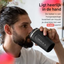 Triple J® Koffiebeker To Go - Thermosbeker - BPA & Lekvrij - 380ml - Zwart -Premium Waterflessenwinkel 1200x1200 1001