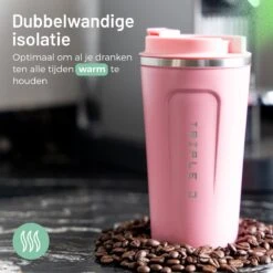 Triple J® Koffiebeker To Go - Thermosbeker - BPA & Lekvrij - 510ml - Roze -Premium Waterflessenwinkel 1200x1200 1010