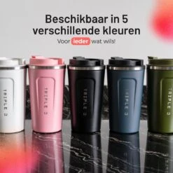 Triple J® Koffiebeker To Go - Thermosbeker - BPA & Lekvrij - 510ml - Roze -Premium Waterflessenwinkel 1200x1200 1013