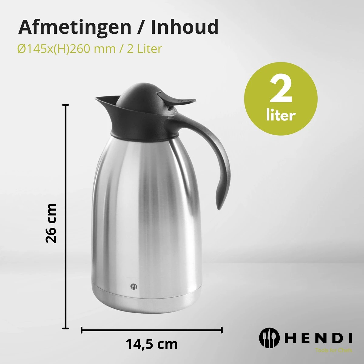 Hendi Thermoskan 2 Liter - Isoleerkan Met Drukknop - Zwart - Ø14,5x(H)26cm 9 Hendi Thermoskan 2 Liter - Isoleerkan Met Drukknop - Zwart - Ø14,5x(H)26cm - Afbeelding 7