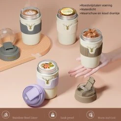 Floraweg Cup - Drinkbeker To GO- Lekvrij Dubbelwandig ,RVS 316, Thermosbeker Koffiebeker- Koffie En Thee - 400ml Zwart -Premium Waterflessenwinkel 1200x1200 25