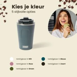 LaCardia Koffiebeker To Go Premium Blauw – Thermosbeker – Theebeker – 380ML – Herbruikbaar -Premium Waterflessenwinkel 1200x1200 557