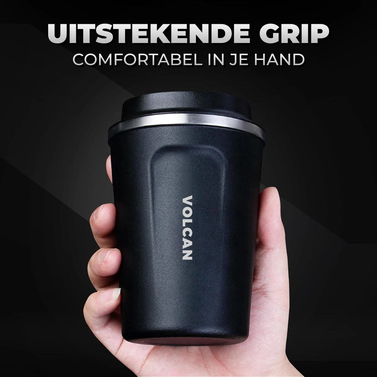 Volcan RVS Koffiebeker To Go - Thermosbeker - Theebeker - Coffee - Zwart 11 Volcan RVS Koffiebeker To Go - Thermosbeker - Theebeker - Coffee - Zwart - Afbeelding 9