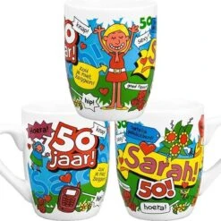 Cartoonmok Sarah - 50 Jaar -Premium Waterflessenwinkel 1200x1200 578