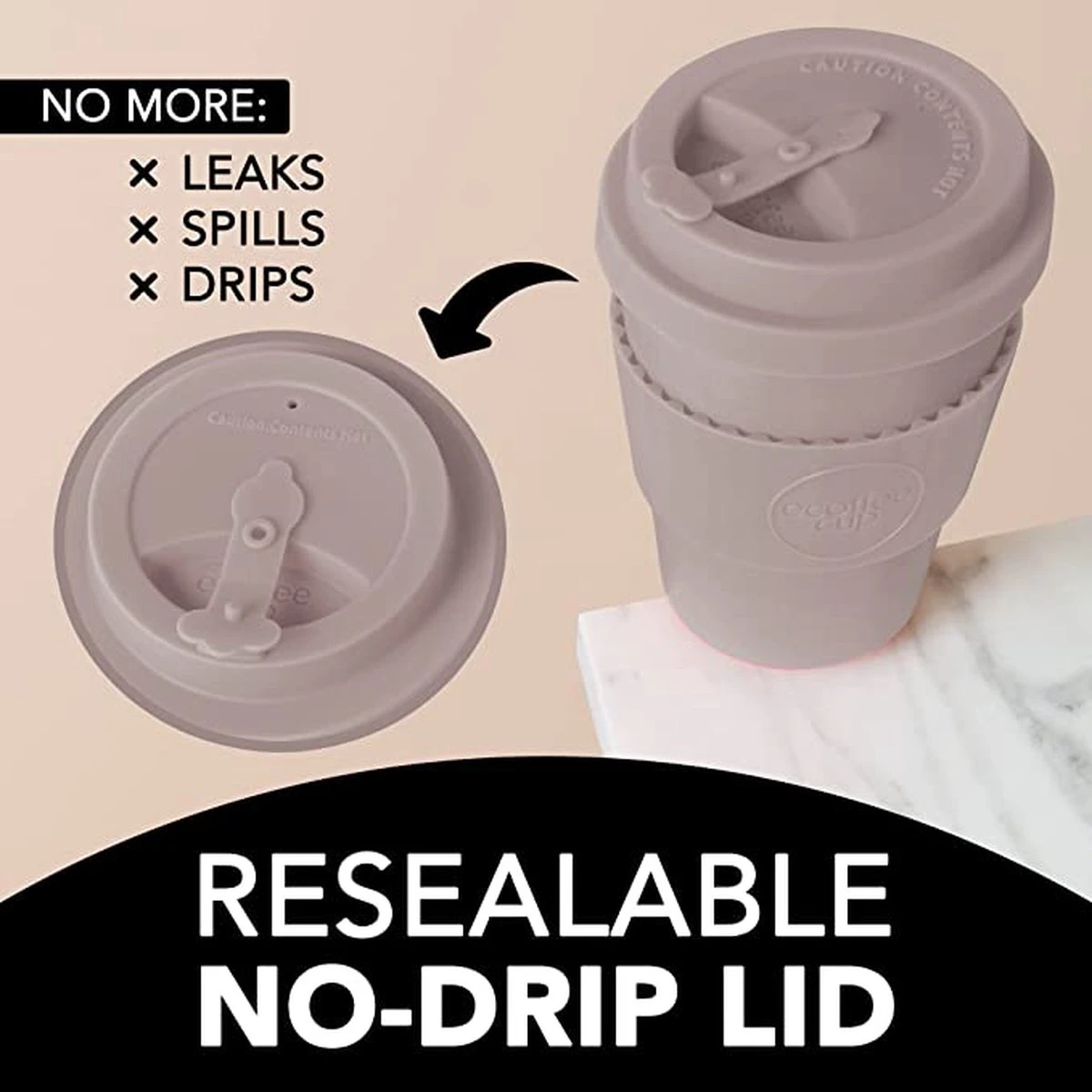 Ecoffee Cup Kerr & Napier 14oz/400ml - Anti Drup - Vegan - Cadeau - Verjaardag - Geschenk- Kados 4 Ecoffee Cup Kerr & Napier 14oz/400ml - Anti Drup - Vegan - Cadeau - Verjaardag - Geschenk- Kados - Afbeelding 2