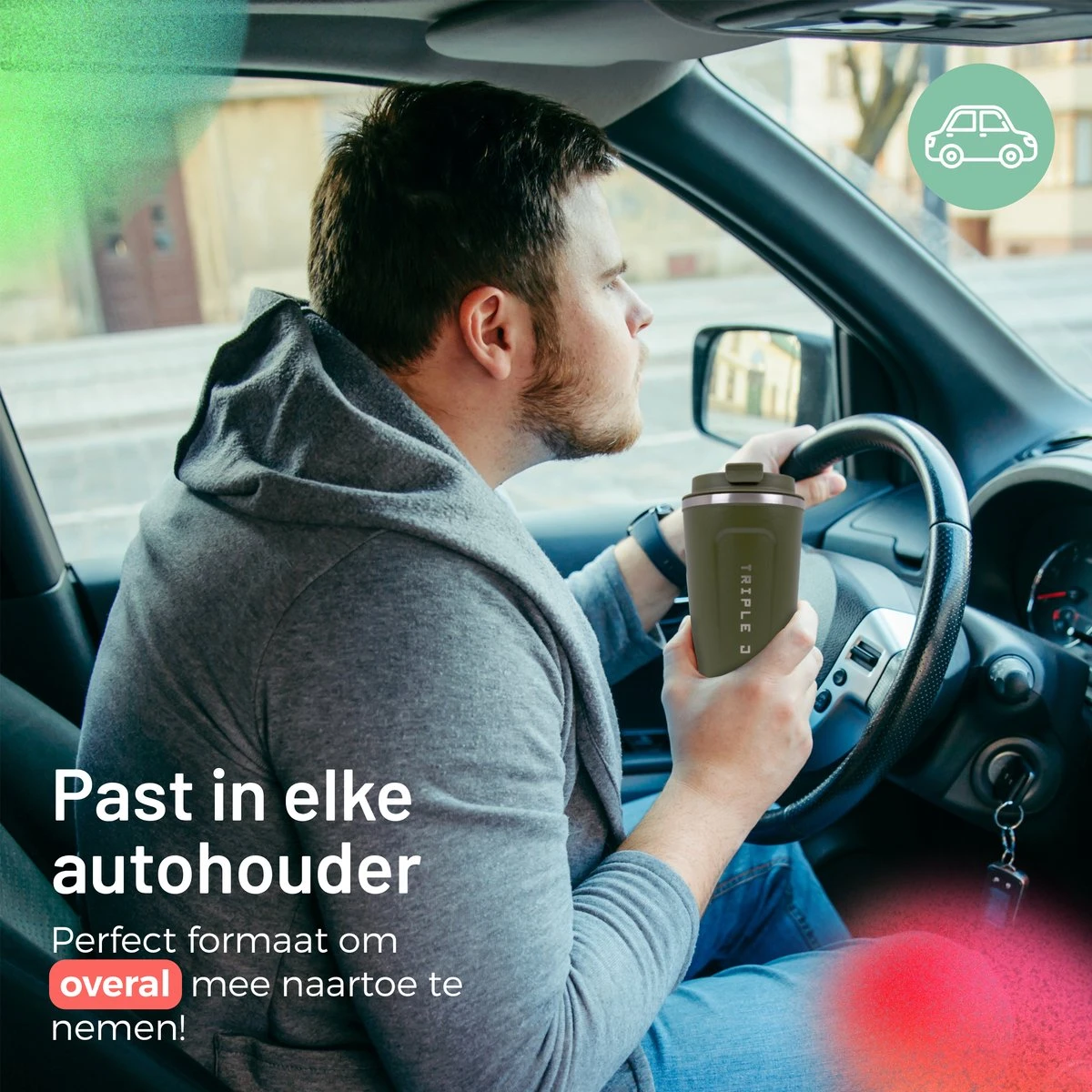 Triple J® Koffiebeker To Go - Thermosbeker - BPA & Lekvrij - 510ml - Groen 7 Triple J® Koffiebeker To Go - Thermosbeker - BPA & Lekvrij - 510ml - Groen - Afbeelding 5