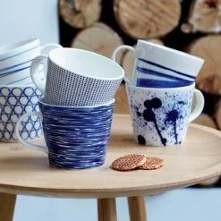 Royal Doulton Pacific - 6x Mok / Beker - Porselein - Wit / Blauw - 450 Ml - Set Van 6 Mokken -Premium Waterflessenwinkel 1200x1200 682