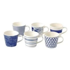 Royal Doulton Pacific - 6x Mok / Beker - Porselein - Wit / Blauw - 450 Ml - Set Van 6 Mokken -Premium Waterflessenwinkel 1200x1200 683