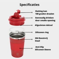 Castagnola Design RVS Koffiebeker To Go - Rood - 380ml - Thermosbeker - Theebeker -Premium Waterflessenwinkel 1200x1200 786
