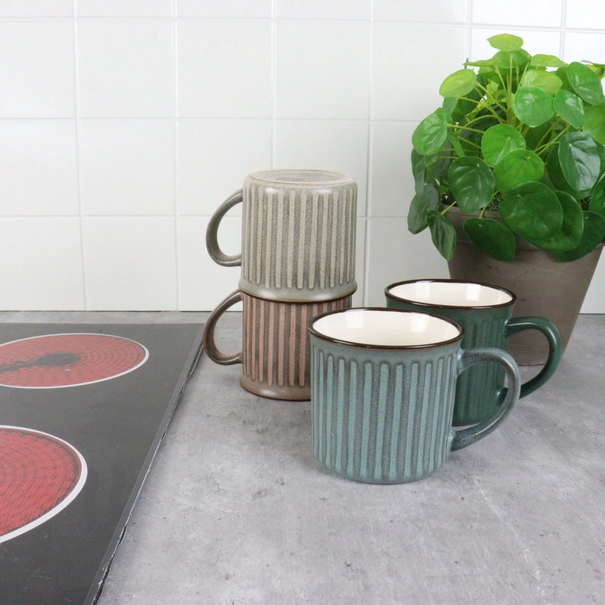 OTIX Koffiekopjes - Met Oor - Set Van 4 - Aardewerk - 250 Ml 6 OTIX Koffiekopjes - Met Oor - Set Van 4 - Aardewerk - 250 Ml - Afbeelding 4