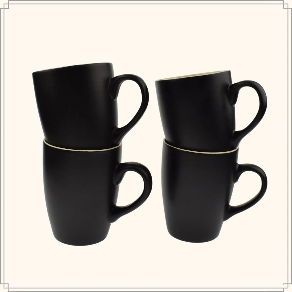 OTIX Koffiekopjes - Met Oor - Set Van 6 - Theekoppen - 340ml - Zwart - Keramiek 4 OTIX Koffiekopjes - Met Oor - Set Van 6 - Theekoppen - 340ml - Zwart - Keramiek - Afbeelding 2