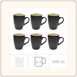 OTIX Koffiekopjes - Met Oor - Set Van 6 - Theekoppen - 340ml - Zwart - Keramiek 12 OTIX Koffiekopjes - Met Oor - Set Van 6 - Theekoppen - 340ml - Zwart - Keramiek -Premium Waterflessenwinkel 1200x1200 876