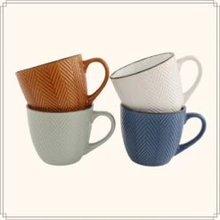 OTIX Koffiekopjes - Met Oor - Set Van 4 - Verschillende Kleuren - Aardewerk - 250 Ml -Premium Waterflessenwinkel 1200x1200 935