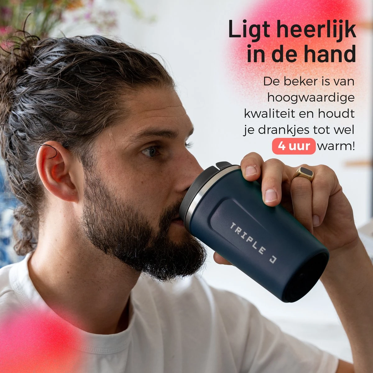 Triple J® Koffiebeker To Go - Thermosbeker - BPA & Lekvrij - 380ml - Blauw 5 Triple J® Koffiebeker To Go - Thermosbeker - BPA & Lekvrij - 380ml - Blauw - Afbeelding 3