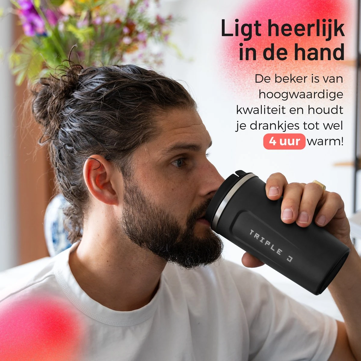 Triple J® Koffiebeker To Go - Thermosbeker - BPA & Lekvrij - 510ml - Zwart 5 Triple J® Koffiebeker To Go - Thermosbeker - BPA & Lekvrij - 510ml - Zwart - Afbeelding 3