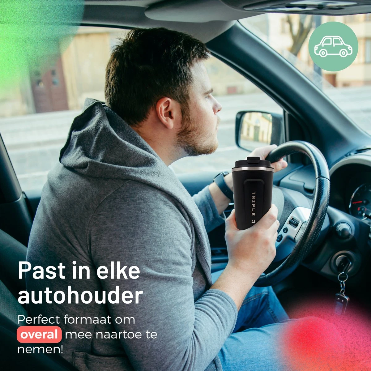 Triple J® Koffiebeker To Go - Thermosbeker - BPA & Lekvrij - 510ml - Zwart 7 Triple J® Koffiebeker To Go - Thermosbeker - BPA & Lekvrij - 510ml - Zwart - Afbeelding 5