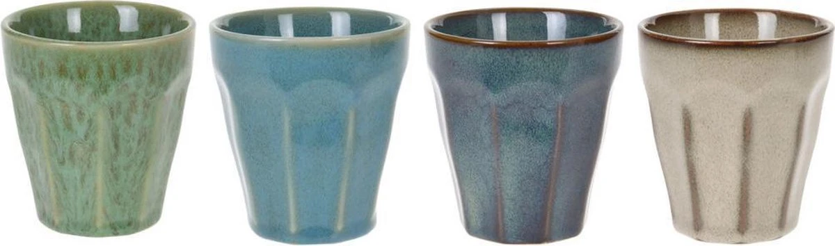 Cappuccino Kopjes - 4 Stuks - In Mooie Blauwe En Groene Kleuren 3 Cappuccino Kopjes - 4 Stuks - In Mooie Blauwe En Groene Kleuren