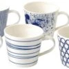 Royal Doulton Pacific - 6x Mok / Beker - Porselein - Wit / Blauw - 450 Ml - Set Van 6 Mokken -Premium Waterflessenwinkel 1200x495