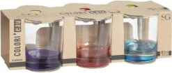 Drinkglas Met Gekleurde Bodem - Set Van 6 Stuks - 350cl