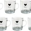 Theeglas Set Van 6 Theeglazen Theeglas 250 Ml Transparant Glas Hart Love Theemok