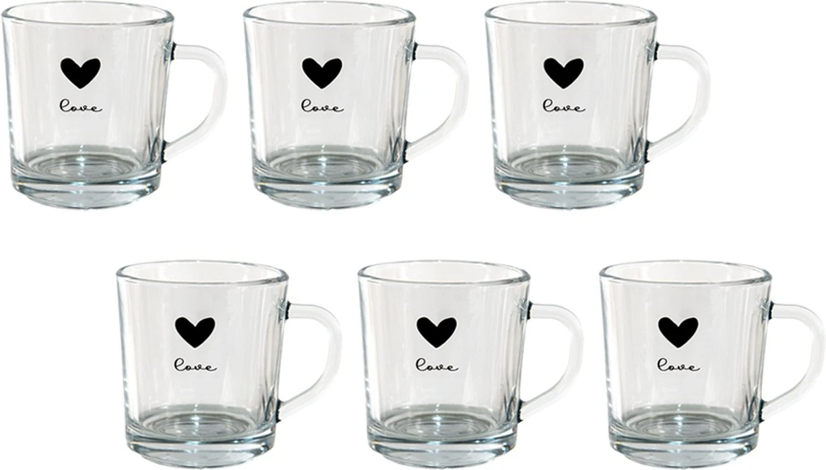 Theeglas Set Van 6 Theeglazen Theeglas 250 Ml Transparant Glas Hart Love Theemok 3 Theeglas Set Van 6 Theeglazen Theeglas 250 Ml Transparant Glas Hart Love Theemok