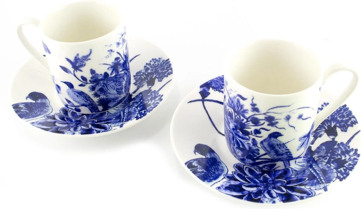 Espresso Set, Delfts Blauwe Vogels, Rijksmuseum 5 Espresso Set, Delfts Blauwe Vogels, Rijksmuseum - Afbeelding 3