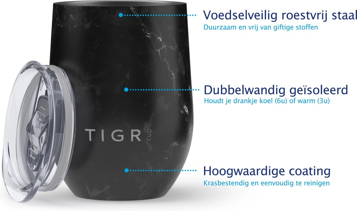TIGR The Combo - Voordeelset Minimalist Thermosfles En Cup Warmhoudbeker - 500ml - Zwart Marmer 6 TIGR The Combo - Voordeelset Minimalist Thermosfles En Cup Warmhoudbeker - 500ml - Zwart Marmer - Afbeelding 4