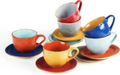 Vivi Oggi - Koffiekopjes Set Van 6 - Ø 9cm - Cappuccino - Kop En Schotel - 150 Ml - Italië -Premium Waterflessenwinkel 1200x746